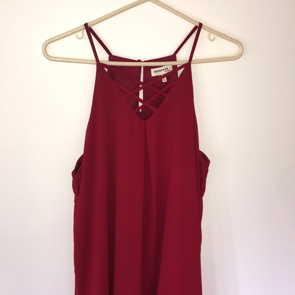 Deep Red Sleeveless Dress